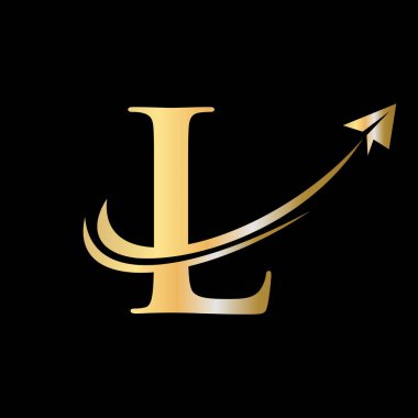 L harfi seyahat logo taşıyıcı şablonu. L harfi sembol kavramına ilk seyahat logosu
