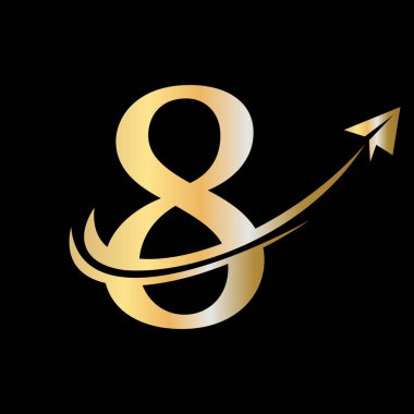 Mektup 8 Seyahat Logosu Şablonu. Harf 8 Sembol Kavramındaki İlk Seyahat Logosu