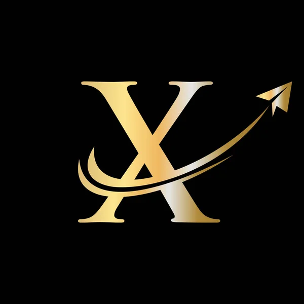 レターXトラベルロゴベクトルテンプレート 手紙Xのシンボルコンセプト上の初期旅行ロゴ — ストックベクタ