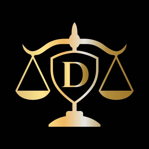 首字母D律师事务所标志 字母D概念中的法律标志和律师 — 图库矢量图片