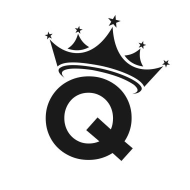 Q harfi Crown Logosu. Q harfi üzerinde Crown Logosu Güzellik, Moda, Yıldız, Zarif, Lüks İşaret Şablonu