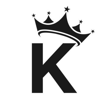 Letter K Crown Logo. Crown Logo on Letter K Vector Template for Beauty, Fashion, Star, Elegant, Luxury Sign