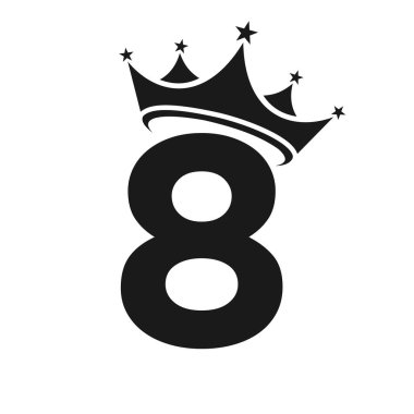 Mektup 8 Crown Logosu. Güzellik, Moda, Yıldız, Zarif, Lüks İşaret İçin 8. Mektup Vektör Şablonu 'ndaki Crown Logosu