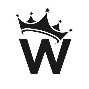 W harfli Crown Logosu. Güzellik, Moda, Yıldız, Zarif, Lüks İşaretler İçin W harfi vektör şablonu üzerine Crown Logosu