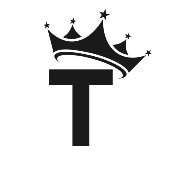 Tクラウンのロゴ 美のための手紙Tベクトルテンプレート上のクラウンロゴ ファッション エレガントな 高級サイン — ストックベクタ