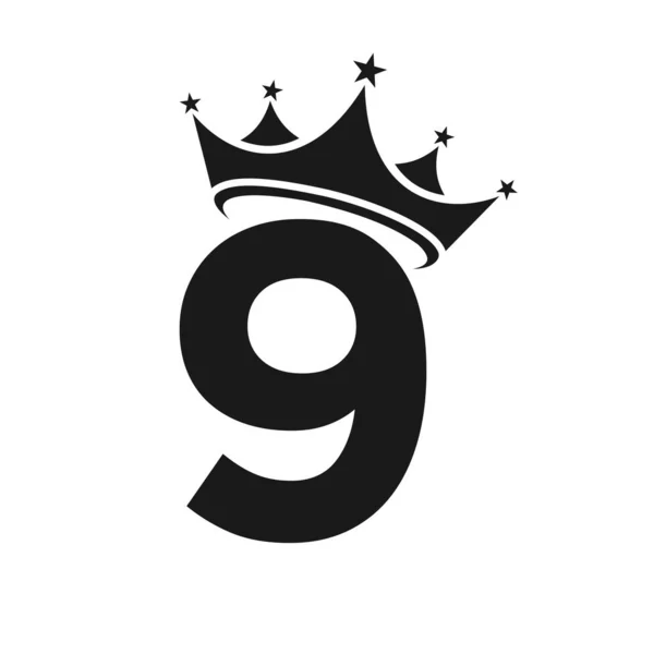 第九号国徽 信件9 奢华标志 的矢量模板上的冠冕标志 — 图库矢量图片