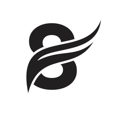 Harf 8 Kanat Logo Tasarımı. Ulaşım Logosu Harf 8 ve Kanatlar Konsepti