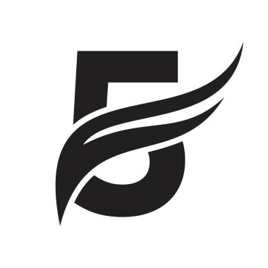 Harf 5 Kanat Logo Tasarımı. Ulaşım Logosu Harf 5 ve Kanatlar Konsepti