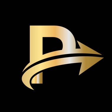 P harfi konseptli finans logosu. Pazarlama ve Finansal İş Logosu. Büyüyen Pazarlama Oklu P Finansal Logo Şablonu