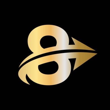 8 harfli finans logosu. Pazarlama ve Finansal İş Logosu. Pazarlama Büyüme Oklu 8 Finansal Logo Şablonu