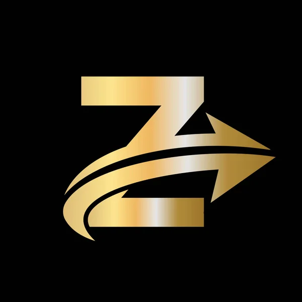 Z文字のコンセプトで財務ロゴ マーケティングおよび金融ビジネスロゴ マーケティング成長とZ金融ロゴテンプレート矢印 — ストックベクタ