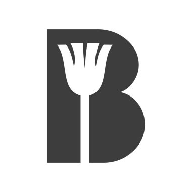 B Harfi Temizlik, Hizmetçi Logosu Vektör Şablonu. Temizlik Fırçası ile Süpürge Logosu Konsepti