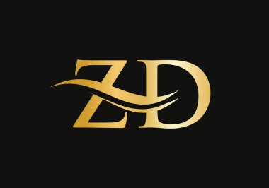Altın ZD harf logosu tasarımı. Yaratıcı ve modern trendli ZD logo tasarımı