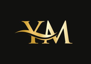 Su dalgası konseptli Premium Harf YM Logo Tasarımı. Modern modayla YM harf logosu tasarımı