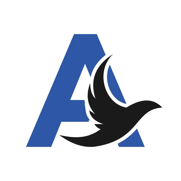 Letra Flying Bird Logo Template Vector Sign Logotipo Pájaro Paloma — Archivo Imágenes Vectoriales