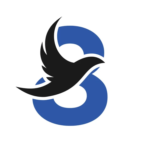Letter Flying Bird Logo Template Vector Sign Dove Bird Logo — Archivo Imágenes Vectoriales