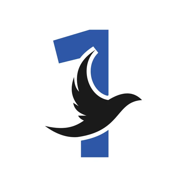 Carta Flying Bird Logo Plantilla Vector Sign Logotipo Pájaro Paloma — Archivo Imágenes Vectoriales