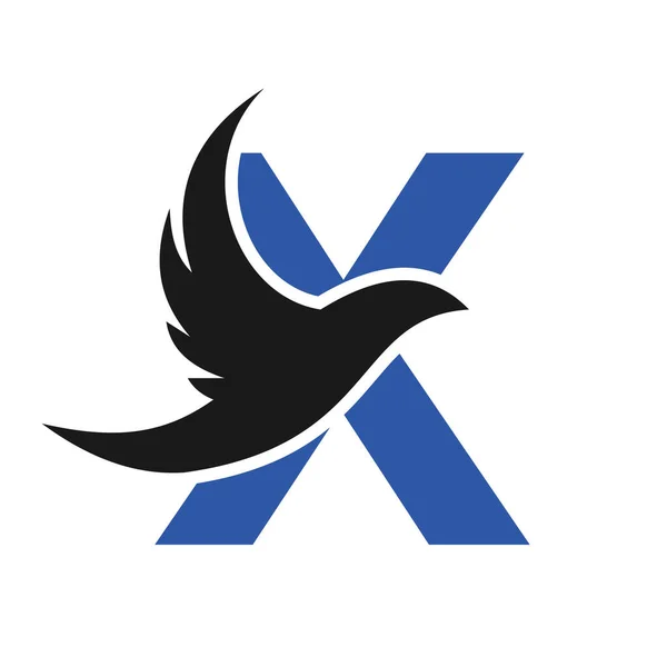 Letra Flying Bird Logo Template Vector Sign Logo Del Pájaro — Archivo Imágenes Vectoriales