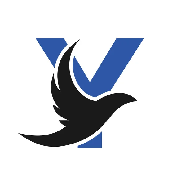 Lettre Modèle Logo Oiseau Volant Signe Vectoriel Logo Dove Bird — Image vectorielle