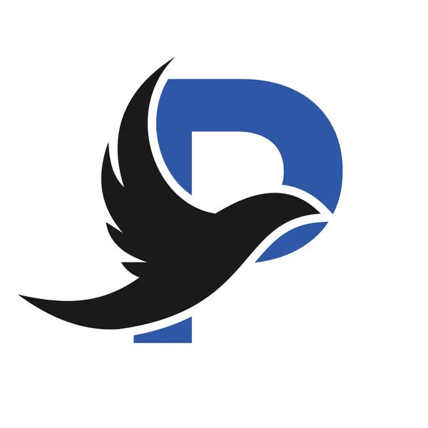 Letra Flying Bird Logo Plantilla Vector Sign Logotipo Pájaro Paloma — Archivo Imágenes Vectoriales