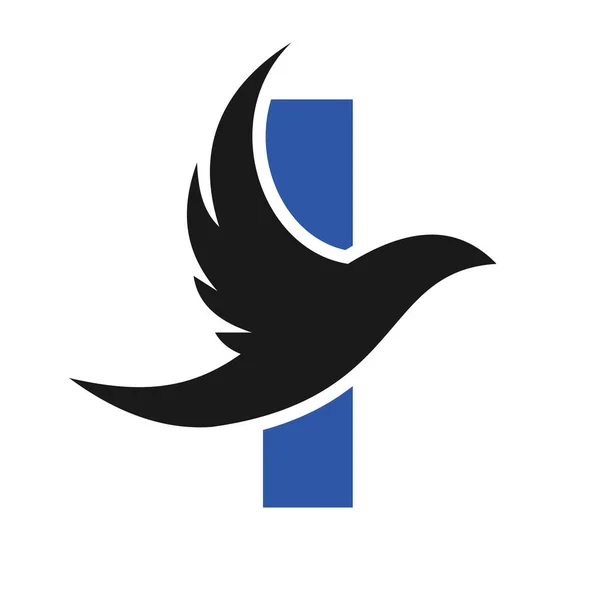 Letter Flying Bird Logo Template Vector Sign Dove Bird Logo — Image vectorielle