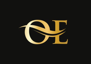 İlk OE harfli iş logosu tasarım vektör şablonu minimal ve modern modaya uygun. OE logo tasarımı