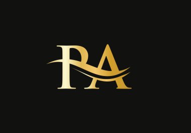 İlk PA harfi bağlı logo vektör şablonu. Swoosh Harf PA logo tasarımı. P A Logo tasarımı ve modern trend