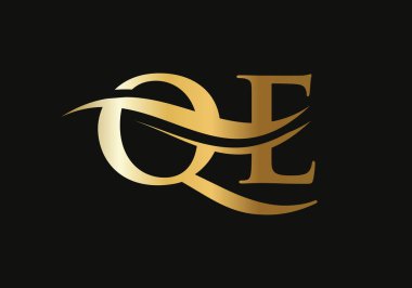Başlangıç olarak QE harfli iş logosu tasarım vektör şablonu minimal ve modern modaya uygun. QE logo tasarımı