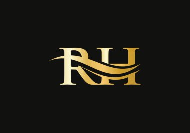 İlk monogram harfi RH logo tasarımı Vektörü. Modern modayla RH harf logosu tasarımı