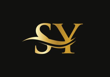 Swoosh Letter SY Logo Tasarımı. İş ve şirket kimliği için. Modern modayla Su Dalgası SY Logosu