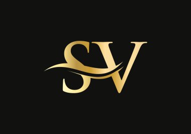 Modern SV logotype for luxury branding. Initial SV letter business logo design vector clipart