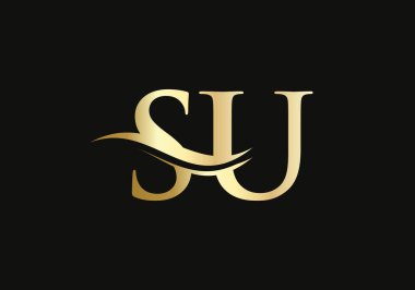 Swoosh Letter SU Logo Tasarımı. İş ve şirket kimliği. Modern modayla Su Dalgası SU Logosu