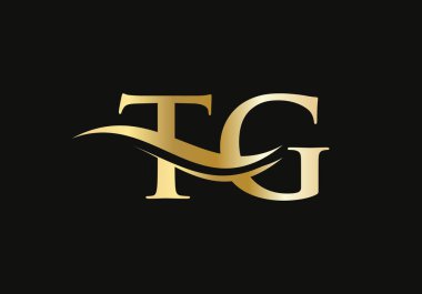 İlk bağlı harf TG logo tasarımı. Modern moda TG logo tasarım vektörü