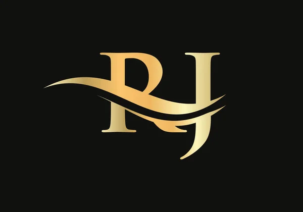 手紙Rjロゴビジネスや企業のアイデンティティのためのデザイン ラグジュアリーをコンセプトにした創作Rjの手紙 — ストックベクタ