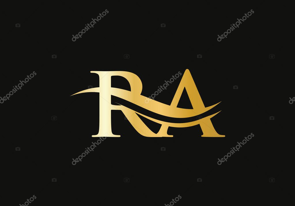 Initial RA letter linked logo vector template. Swoosh letter RA logo design. R A Logo design with modern trendy