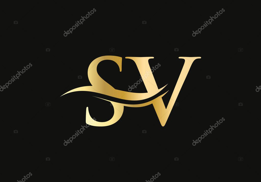 Modern SV logotype for luxury branding. Initial SV letter business logo design vector