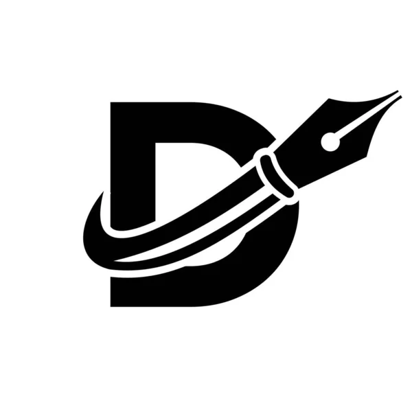 Education Logo Letter Concept Pen Nib Vector Template — Stok Vektör