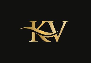 Lüks markalaşma için modern KV logosu. Başlangıç KV harfi iş logosu tasarım vektörü