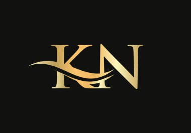 KN harfli logo tasarımı. Su dalgası konseptli Premium Harf KN Logo Tasarımı