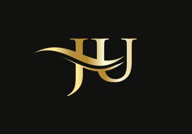 Lüks markalaşma için modern JU logosu. İlk JU harfi iş logosu tasarım vektörü