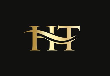 İşletme ve şirket kimliği için ilk HT Logosu. Modern Harf HT Logo Vektör Şablonu