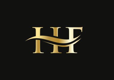 Modern HF logo tasarımı Vektörü. İlk bağlı HF logo tasarımı yaratıcı, minimal ve modern modayla