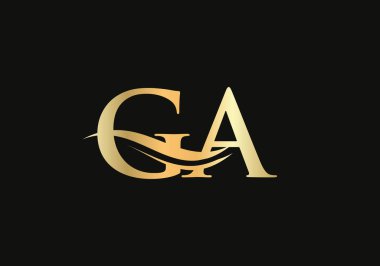 İlk GA harfi bağlı logo vektör şablonu. GA logosu dizaynı. G A Logo tasarımı ve modern trend
