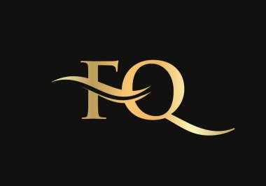 Su Dalgası FQ Logo Vektörü. Swoosh Mektup FQ Logo Tasarımı İş ve şirket kimliği