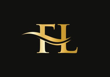 Lüks konseptli yaratıcı bir FL mektubu. İş ve şirket kimliği için Modern FL Logo Tasarımı