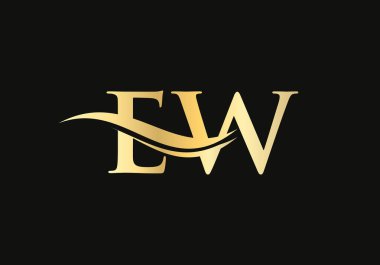 İşletme ve şirket kimliği için ilk EW Logosu. Modern Harf EW Logo Vektör Şablonu