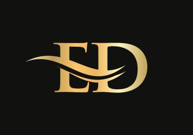 Gold ED letter logo design. ED logo design with creative and modern trendy