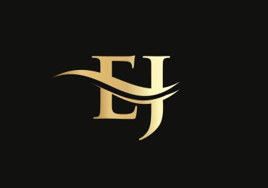 İş ve şirket kimliği için EJ Logo Tasarımı Mektubu. Lüks konseptli yaratıcı EJ harfi
