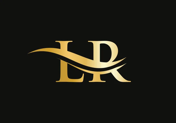 Swoosh Letter Logo Design Business Company Identity 水波Lr标志与现代潮流 — 图库矢量图片