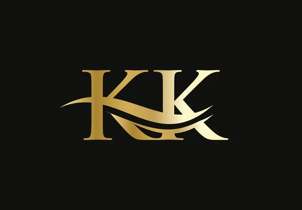现代Kk标志设计的商业和公司身份 具有豪华概念的Kk创意信 — 图库矢量图片